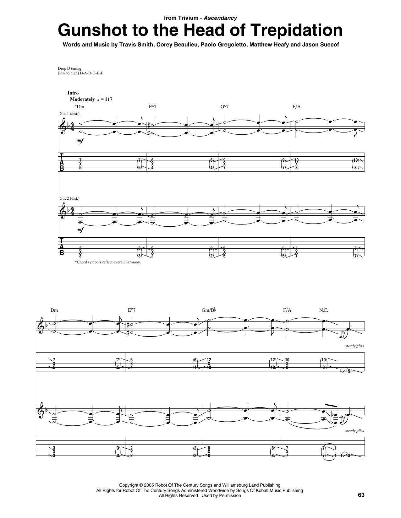 Trivium Gunshot To The Head Of Trepidation sheet music notes and chords arranged for Guitar Tab