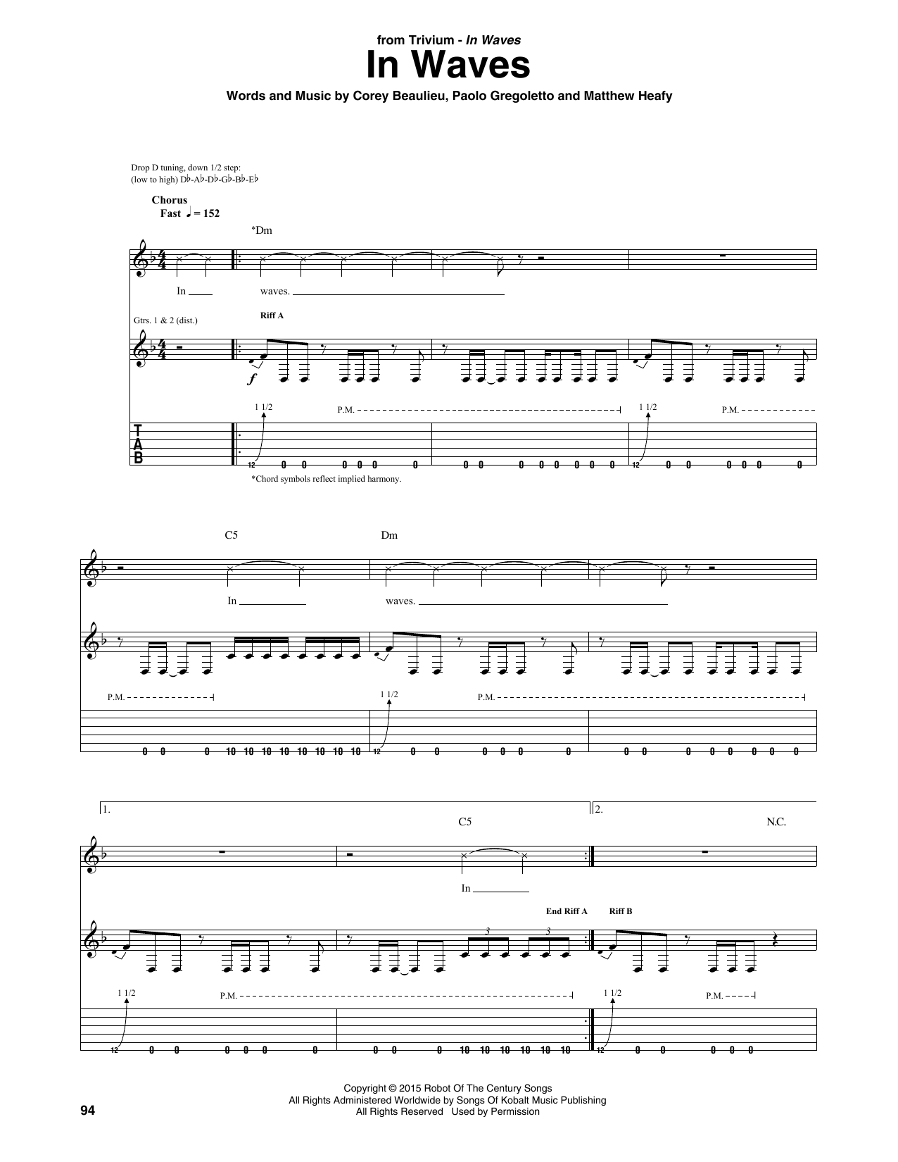 Trivium In Waves sheet music notes and chords arranged for Guitar Tab