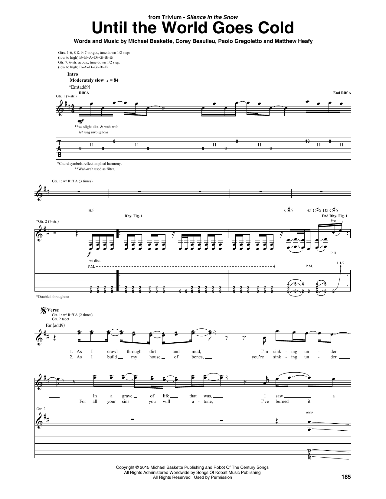 Trivium Until The World Goes Cold sheet music notes and chords arranged for Guitar Tab
