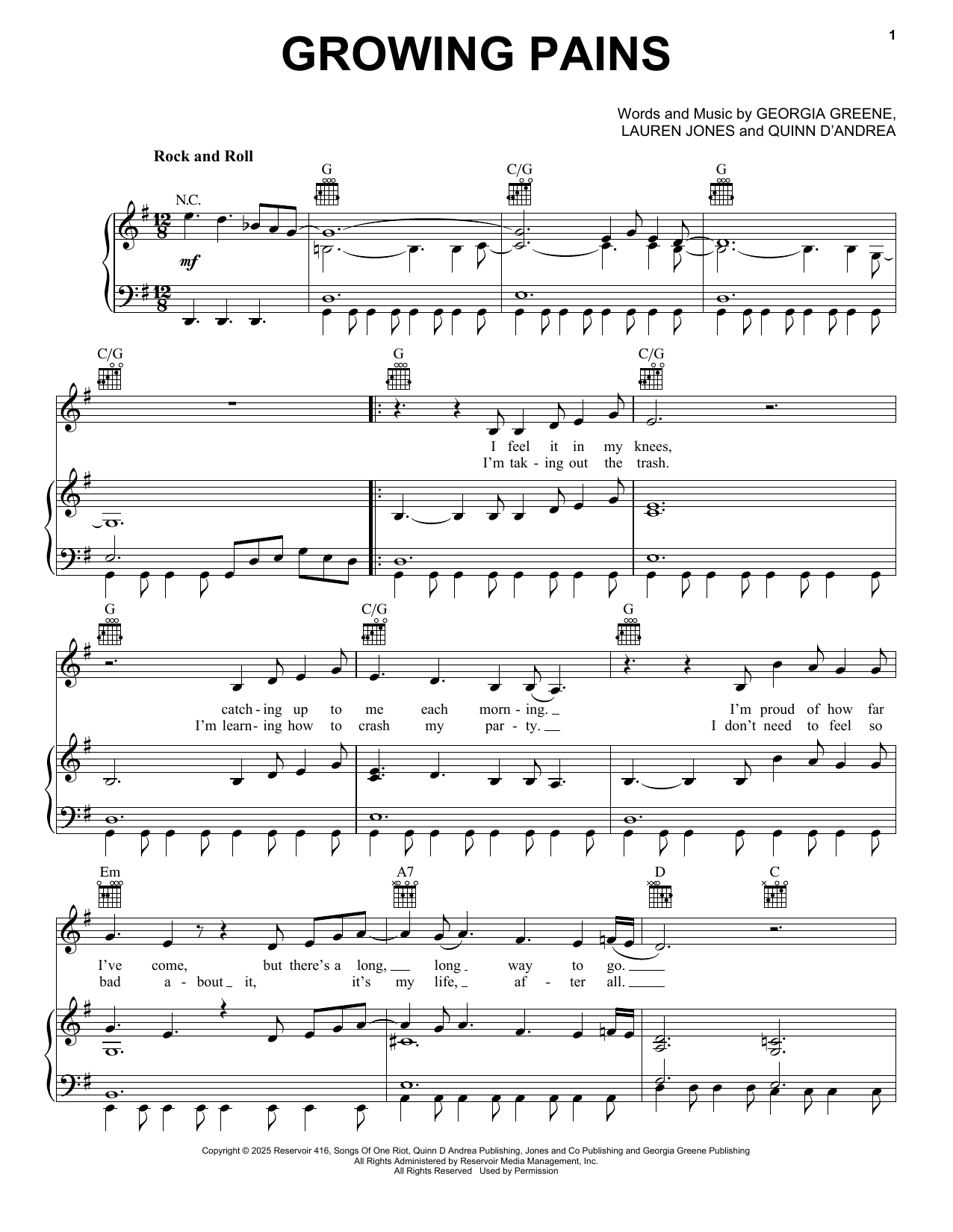 Trousdale Growing Pains sheet music notes and chords arranged for Piano, Vocal & Guitar Chords (Right-Hand Melody)