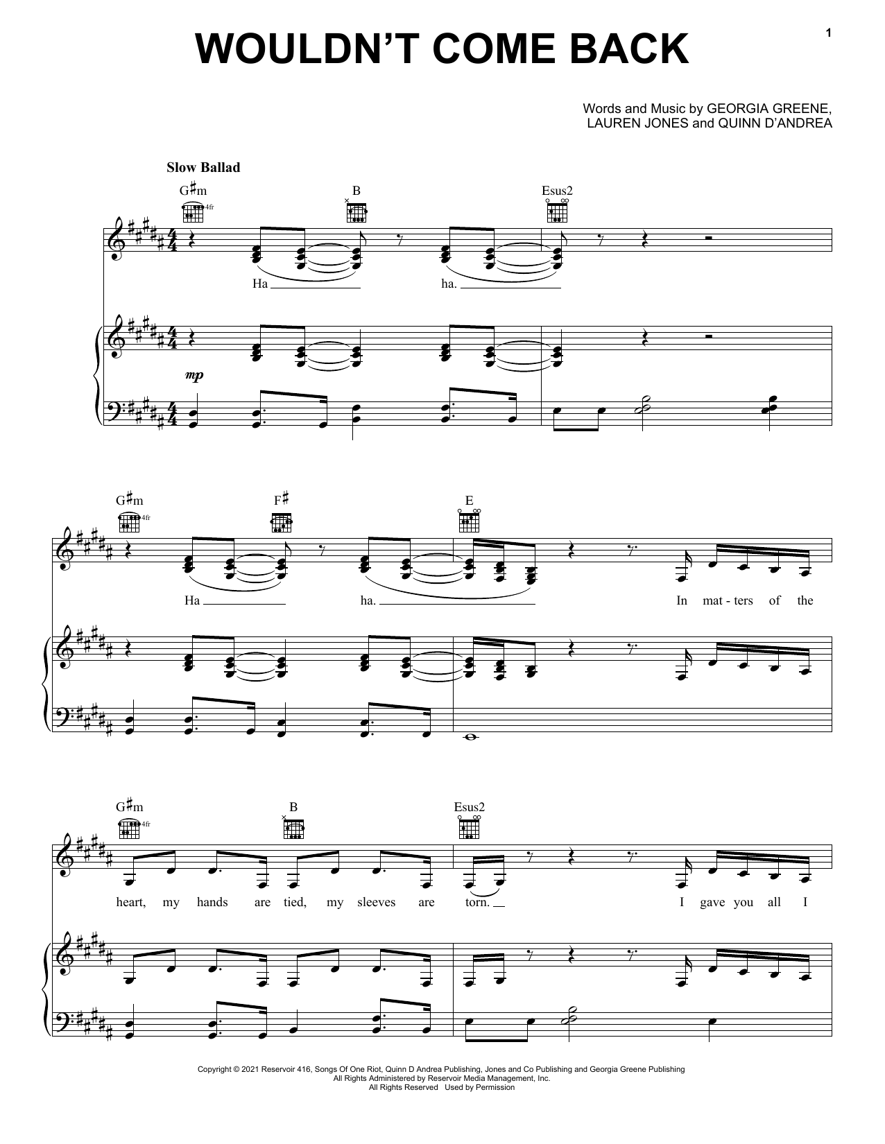 Trousdale Wouldn't Come Back sheet music notes and chords arranged for Piano, Vocal & Guitar Chords (Right-Hand Melody)