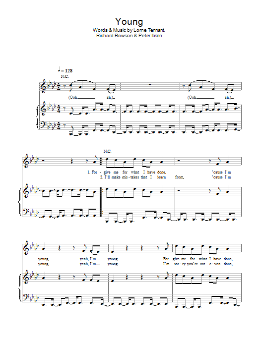Tulisa Young sheet music notes and chords arranged for Piano, Vocal & Guitar Chords