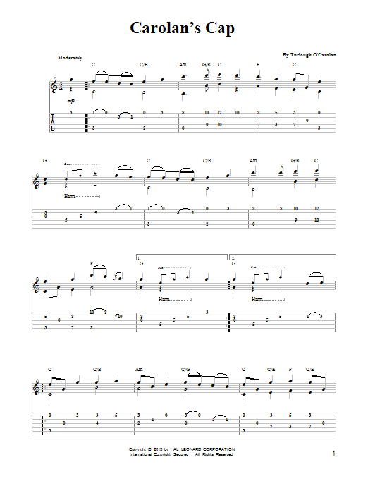 Turlough O'Carolan Carolan's Cap (arr. Mark Phillips) sheet music notes and chords arranged for Easy Guitar Tab