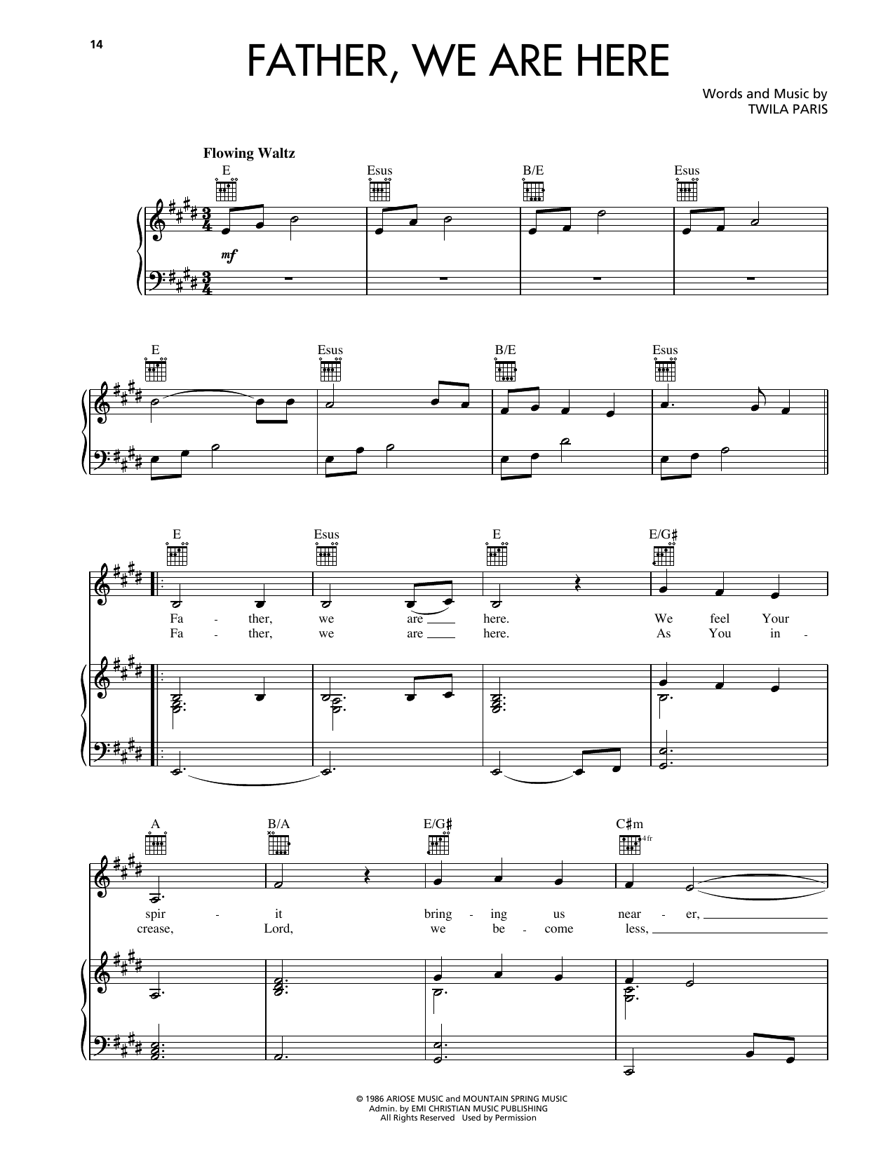 Twila Paris Father, We Are Here sheet music notes and chords arranged for Piano, Vocal & Guitar Chords (Right-Hand Melody)