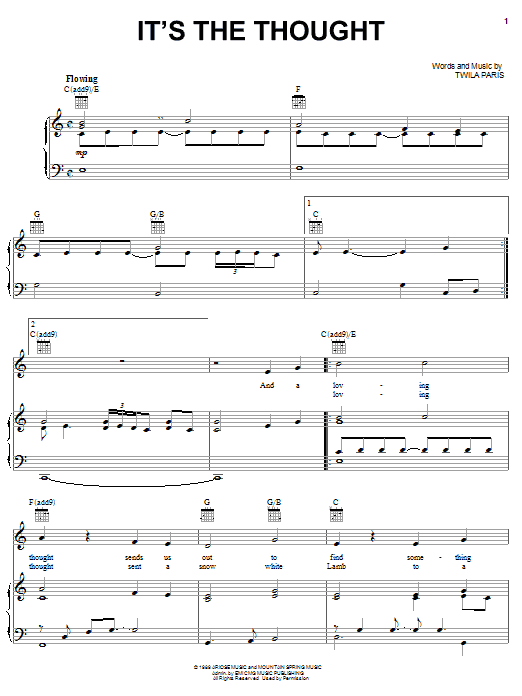 Twila Paris It's The Thought sheet music notes and chords arranged for Piano, Vocal & Guitar Chords (Right-Hand Melody)