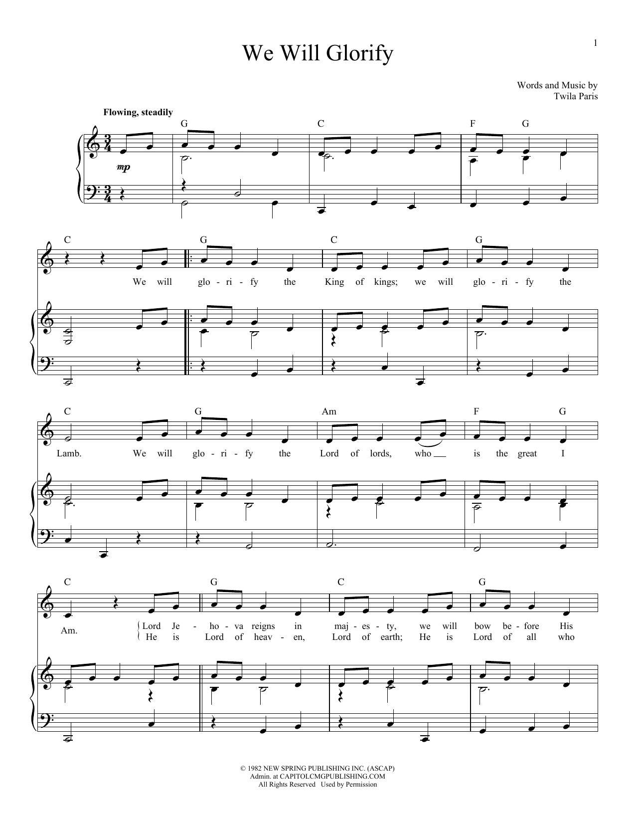 Twila Paris We Will Glorify sheet music notes and chords arranged for Lead Sheet / Fake Book