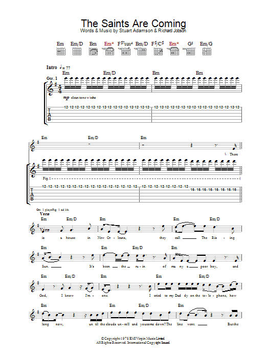 U2 & Green Day The Saints Are Coming sheet music notes and chords arranged for Easy Piano
