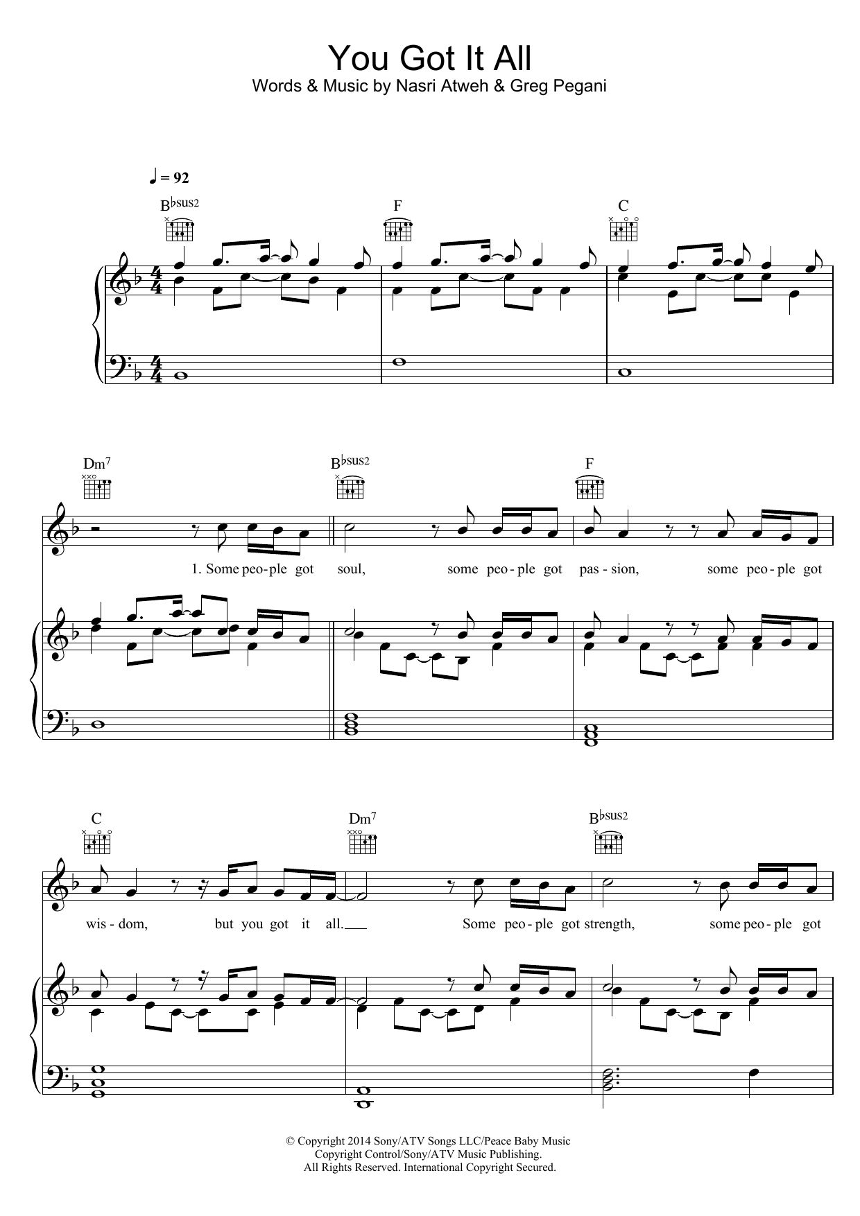 Union J You Got It All sheet music notes and chords arranged for Piano, Vocal & Guitar Chords
