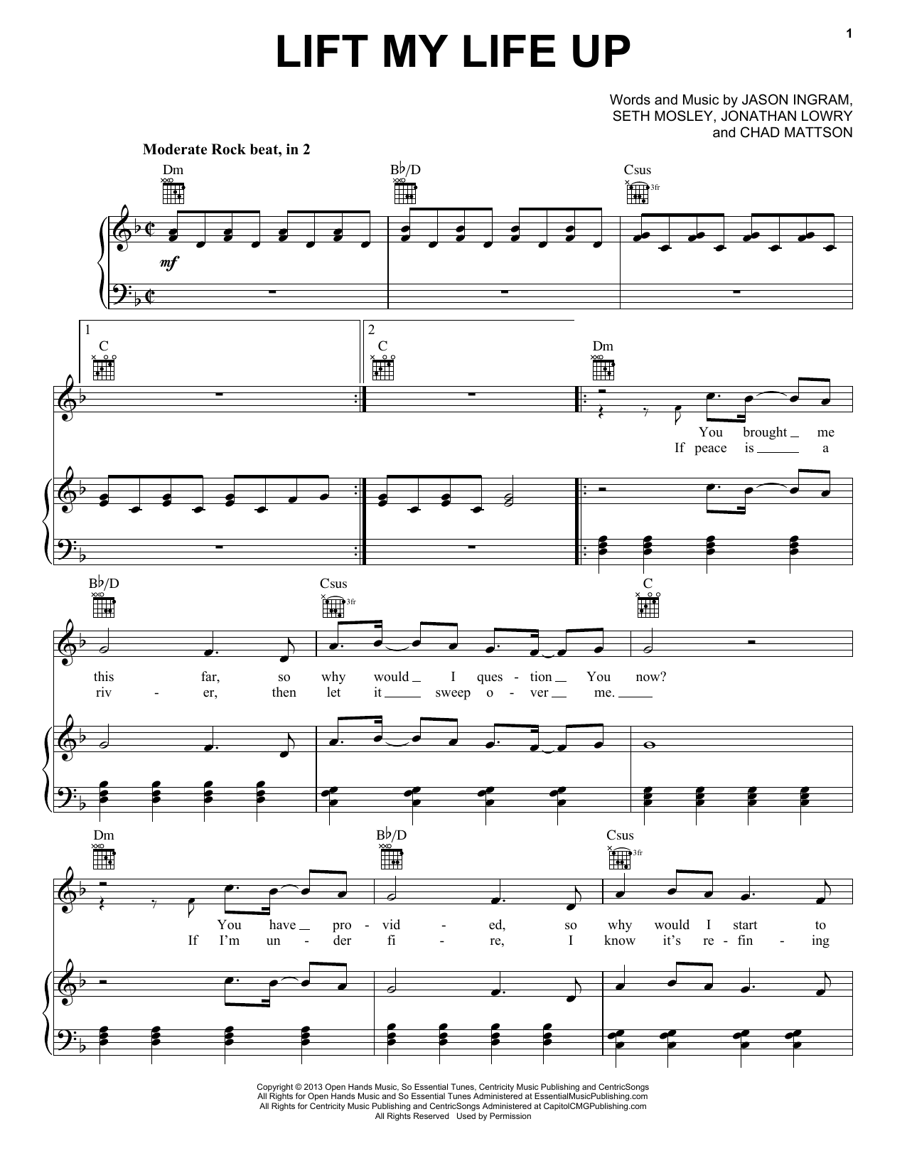 Unspoken Lift My Life Up sheet music notes and chords arranged for Piano, Vocal & Guitar Chords (Right-Hand Melody)