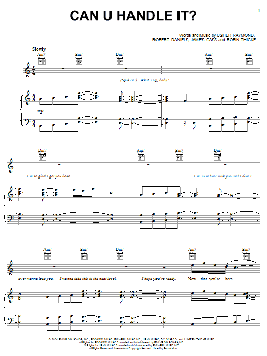 Usher Can U Handle It? sheet music notes and chords arranged for Piano, Vocal & Guitar Chords (Right-Hand Melody)