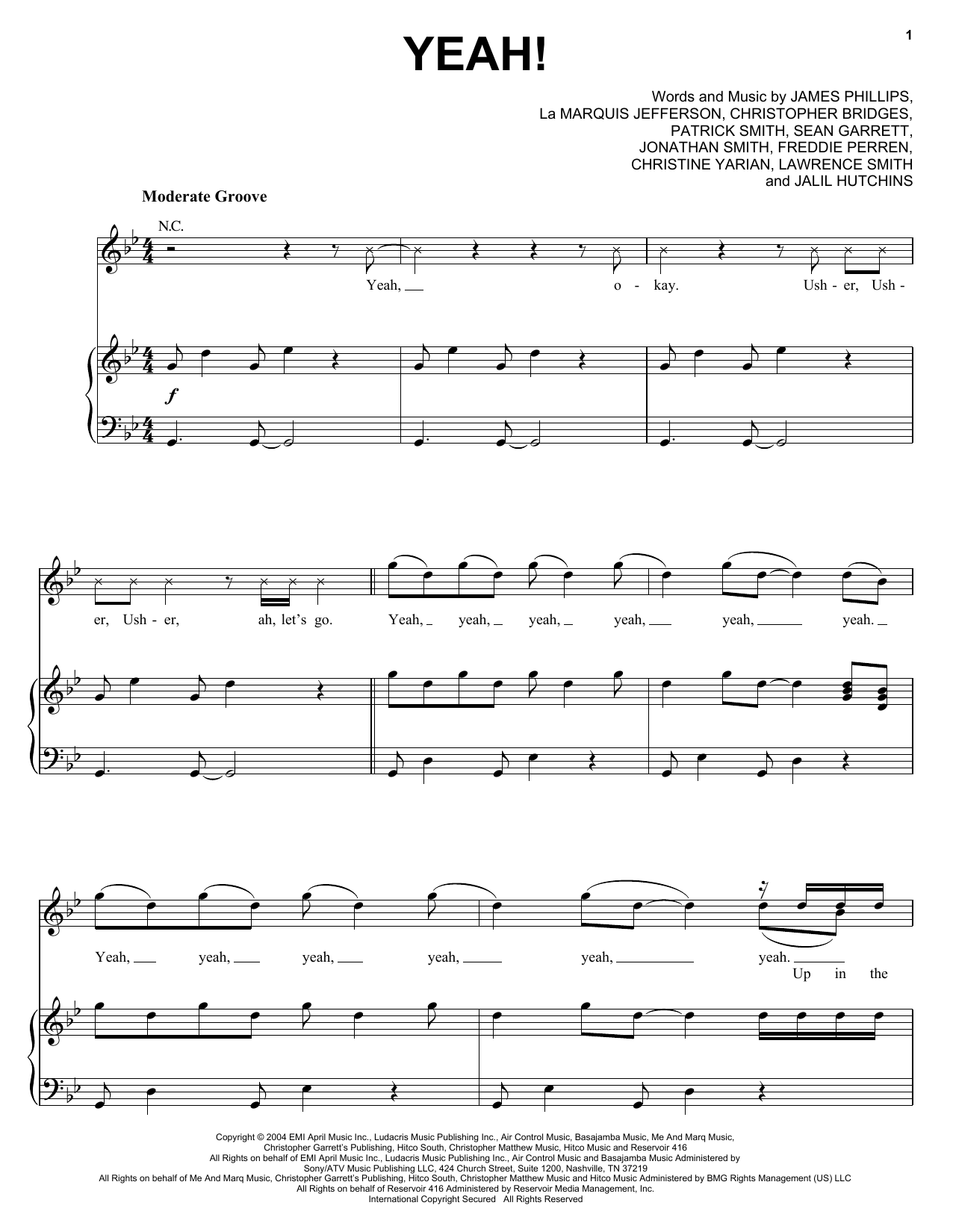 Usher featuring Lil Jon & Ludacris Yeah! sheet music notes and chords arranged for Alto Sax Solo