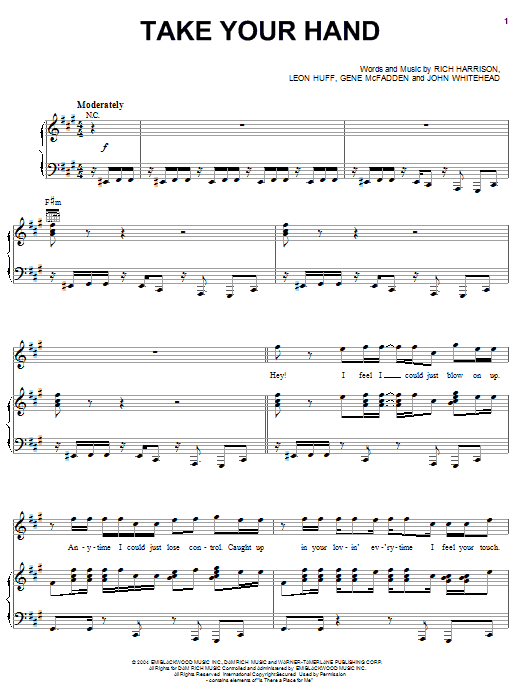 Usher Take Your Hand sheet music notes and chords arranged for Piano, Vocal & Guitar Chords (Right-Hand Melody)