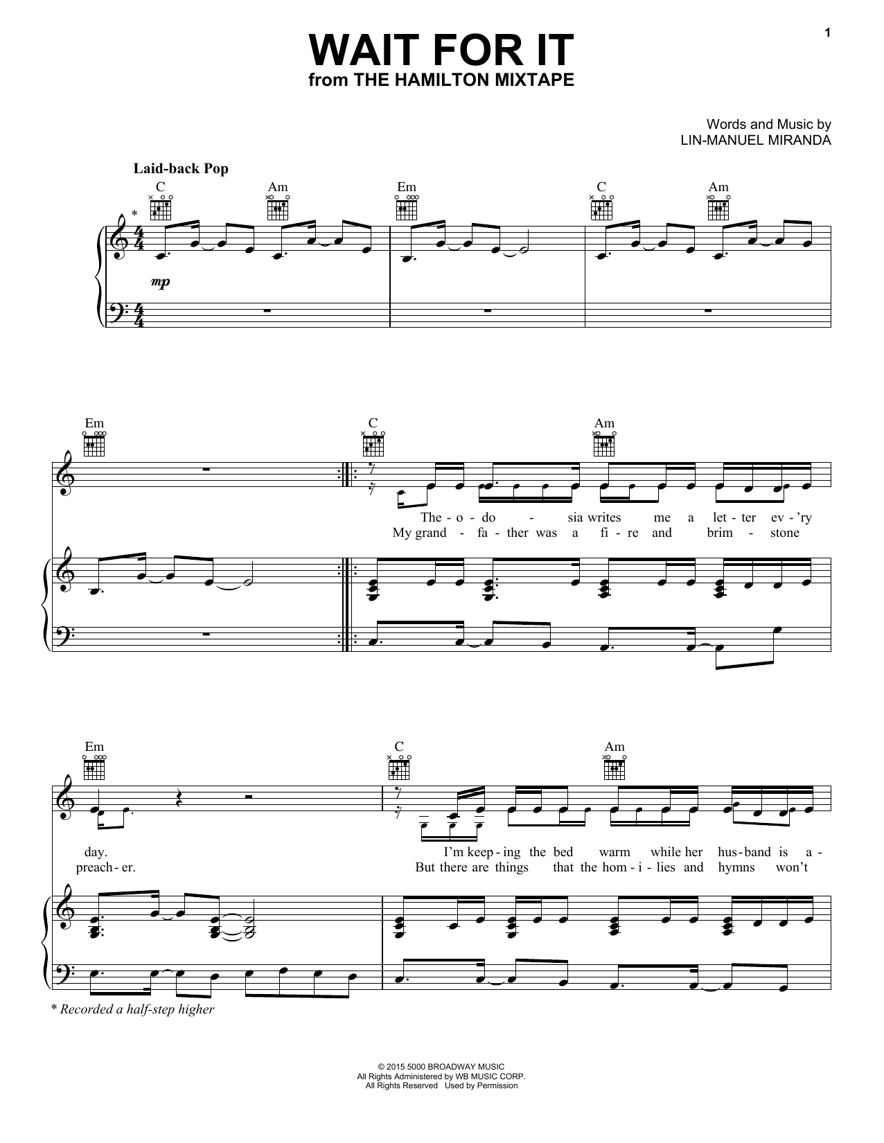 Usher Wait For It sheet music notes and chords arranged for Piano, Vocal & Guitar Chords (Right-Hand Melody)