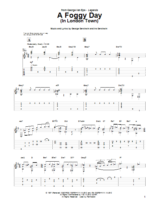 Van Eps, George A Foggy Day (In London Town) sheet music notes and chords arranged for Guitar Tab