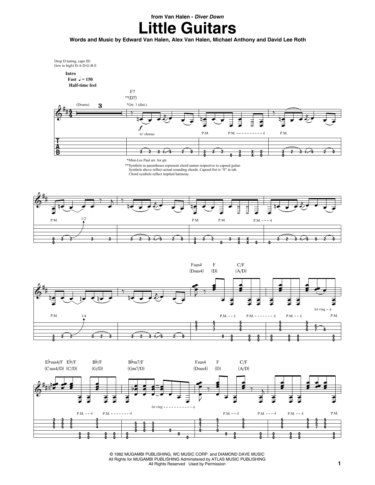 Van Halen Little Guitars sheet music notes and chords arranged for Guitar Tab