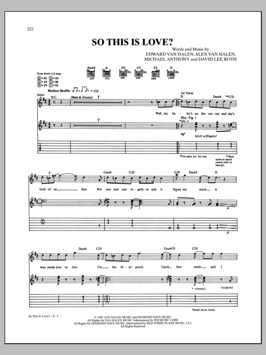 Van Halen So This Is Love? sheet music notes and chords arranged for Guitar Tab