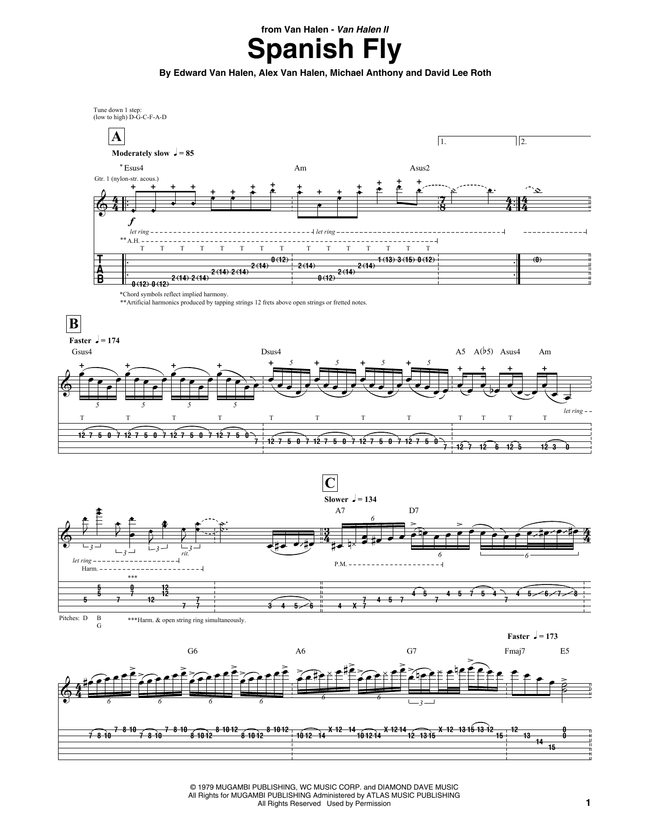 Van Halen Spanish Fly sheet music notes and chords arranged for Guitar Tab