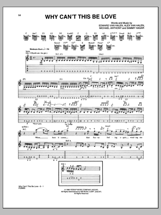 Van Halen Why Can't This Be Love sheet music notes and chords arranged for Guitar Tab (Single Guitar)