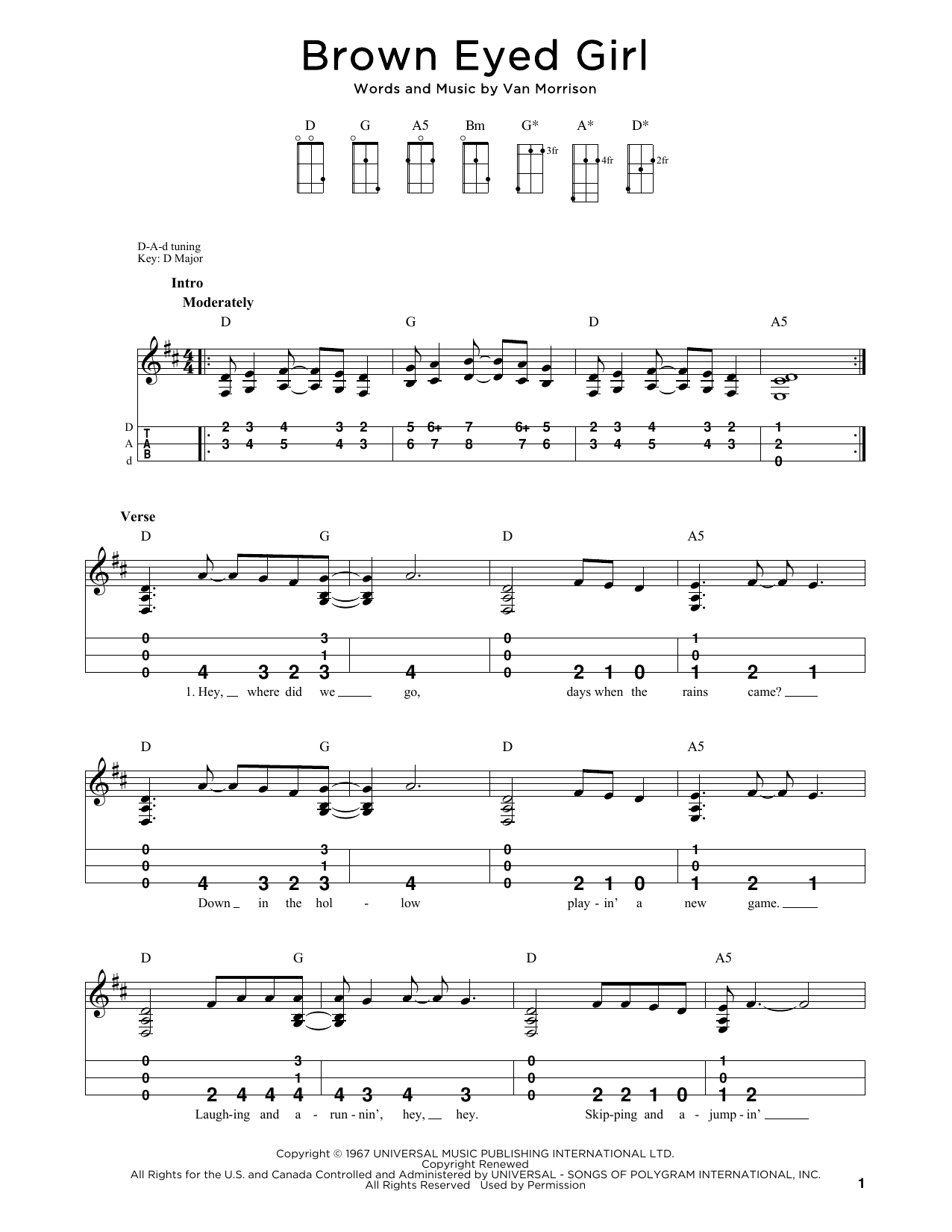 Van Morrison Brown Eyed Girl (arr. Steven B. Eulberg) sheet music notes and chords arranged for Dulcimer