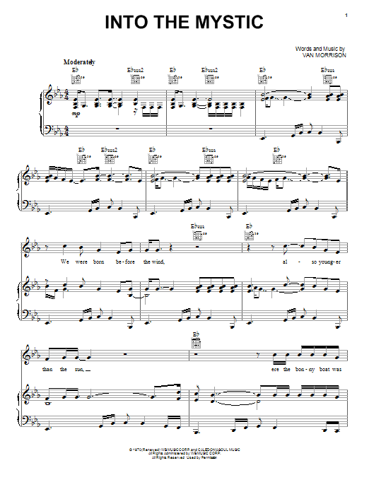 Van Morrison Into The Mystic sheet music notes and chords arranged for Guitar Lead Sheet