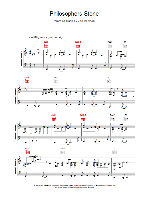 Van Morrison Philosopher's Stone sheet music notes and chords arranged for Piano, Vocal & Guitar Chords