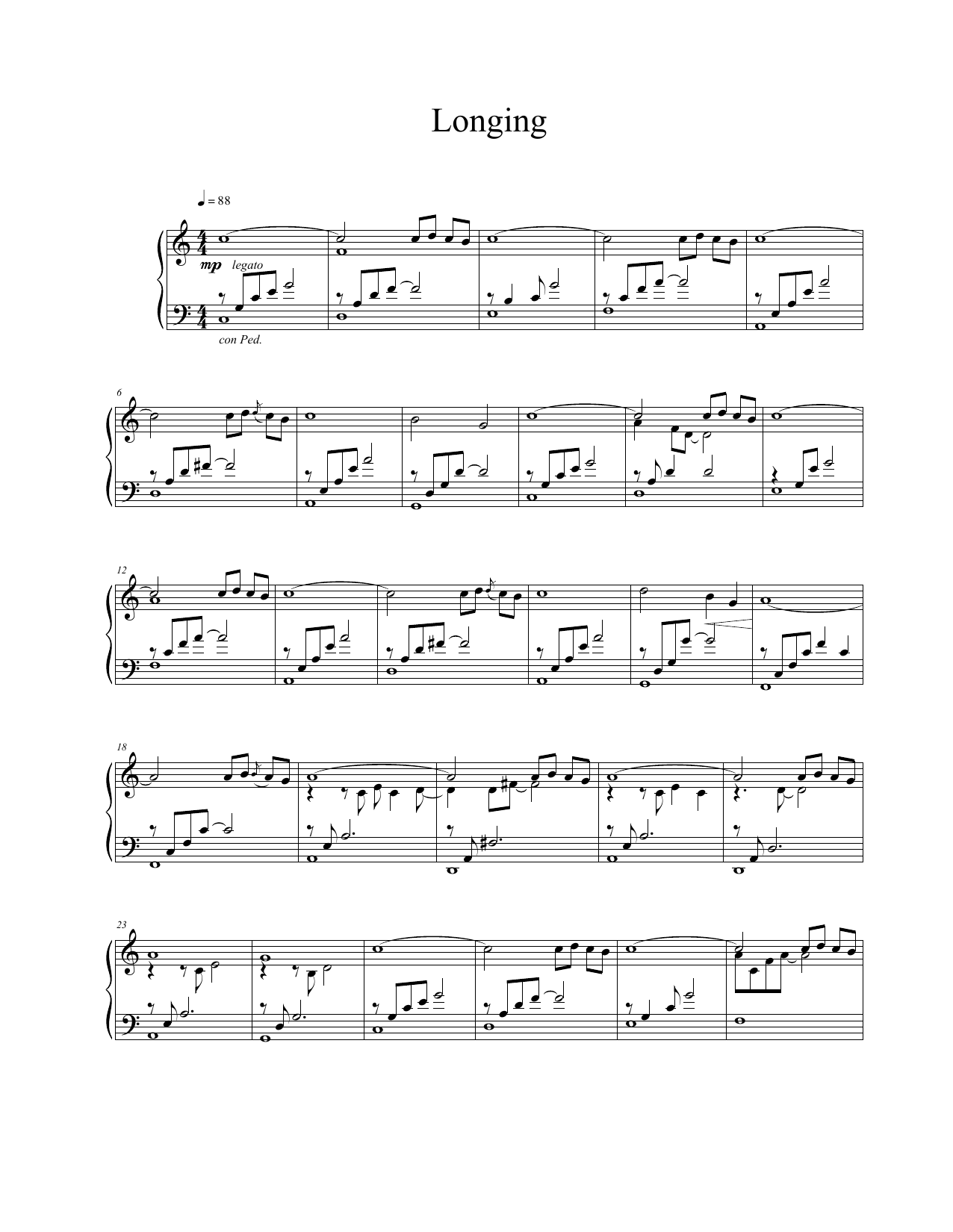 Vangelis Longing sheet music notes and chords arranged for Piano Solo