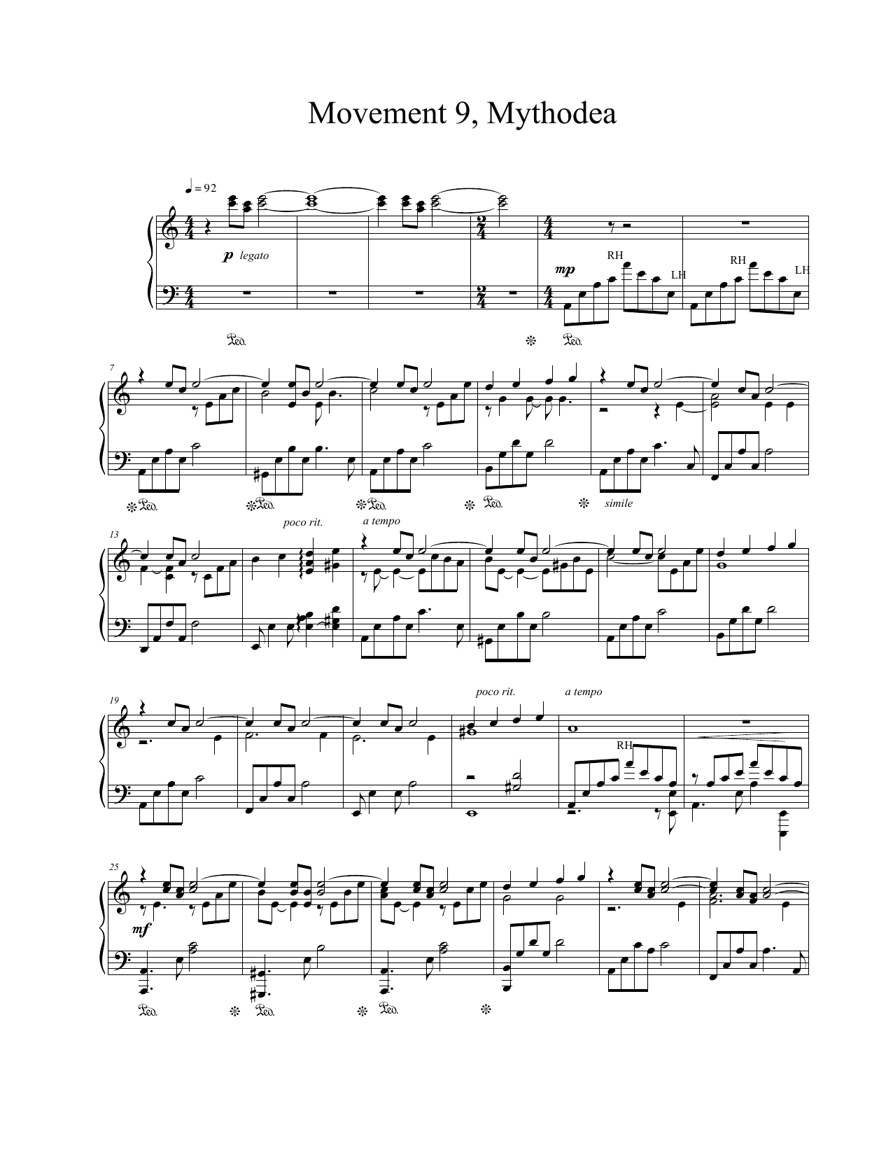 Vangelis Movement 9, Mythodea sheet music notes and chords arranged for Piano Solo