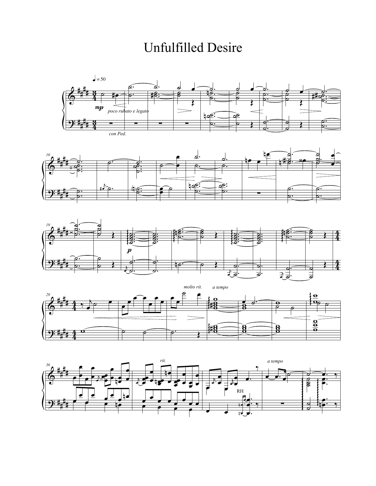 Vangelis Unfulfilled Desire sheet music notes and chords arranged for Piano Solo
