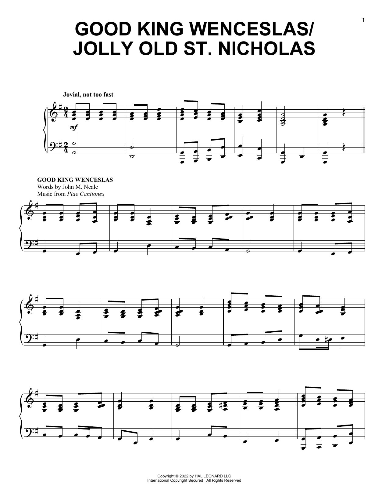 Various Good King Wenceslas/Jolly Old Saint Nicholas sheet music notes and chords arranged for Easy Guitar Tab