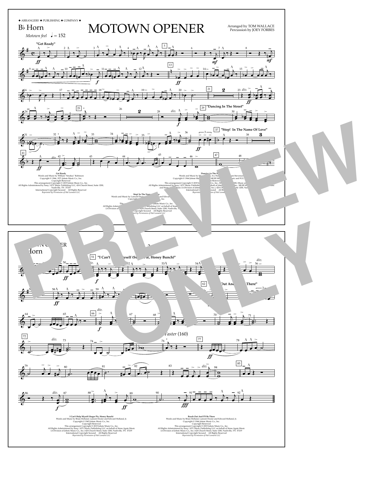Various Motown Theme Show Opener (arr. Tom Wallace) - Bb Horn sheet music notes and chords arranged for Marching Band