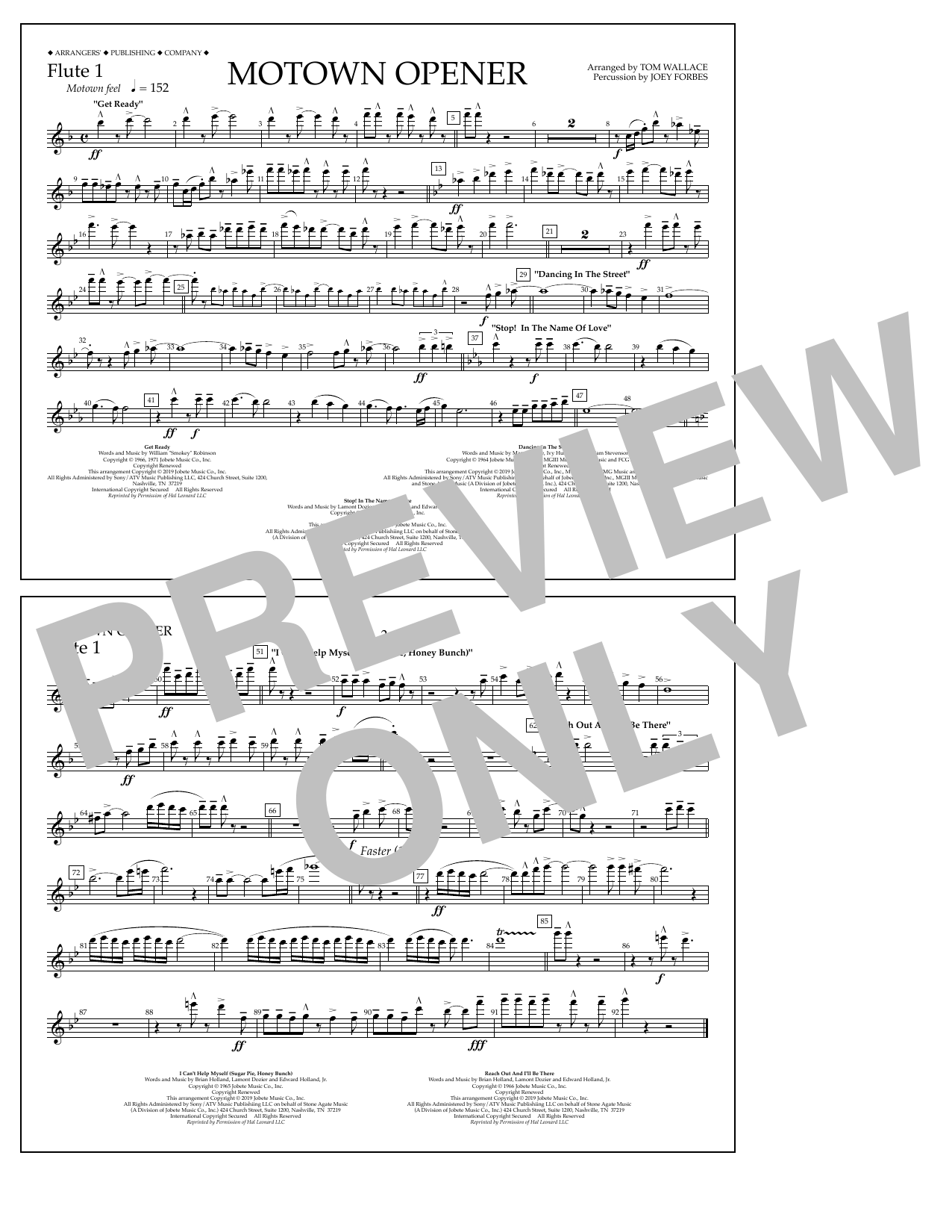 Various Motown Theme Show Opener (arr. Tom Wallace) - Flute 1 sheet music notes and chords arranged for Marching Band
