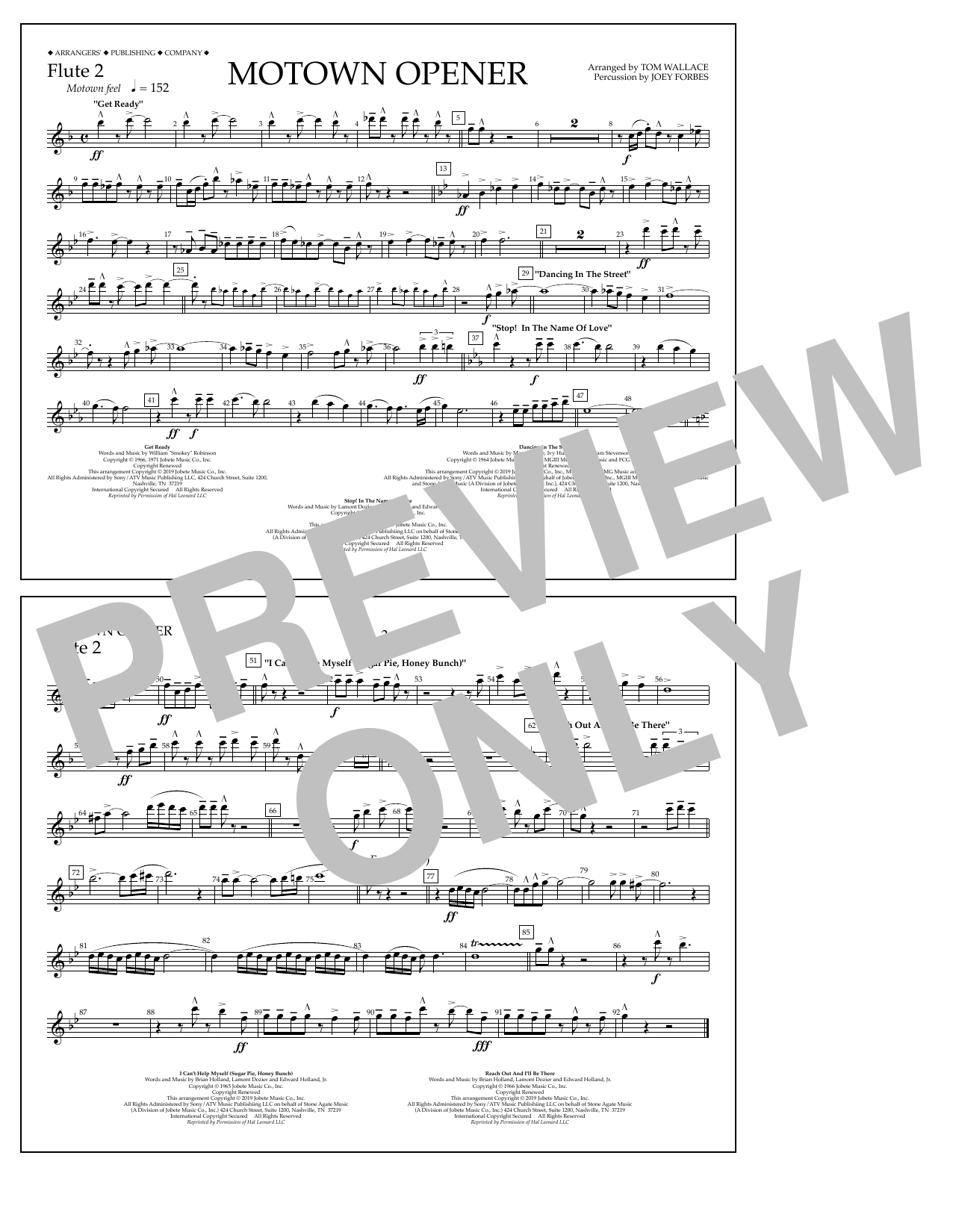 Various Motown Theme Show Opener (arr. Tom Wallace) - Flute 2 sheet music notes and chords arranged for Marching Band