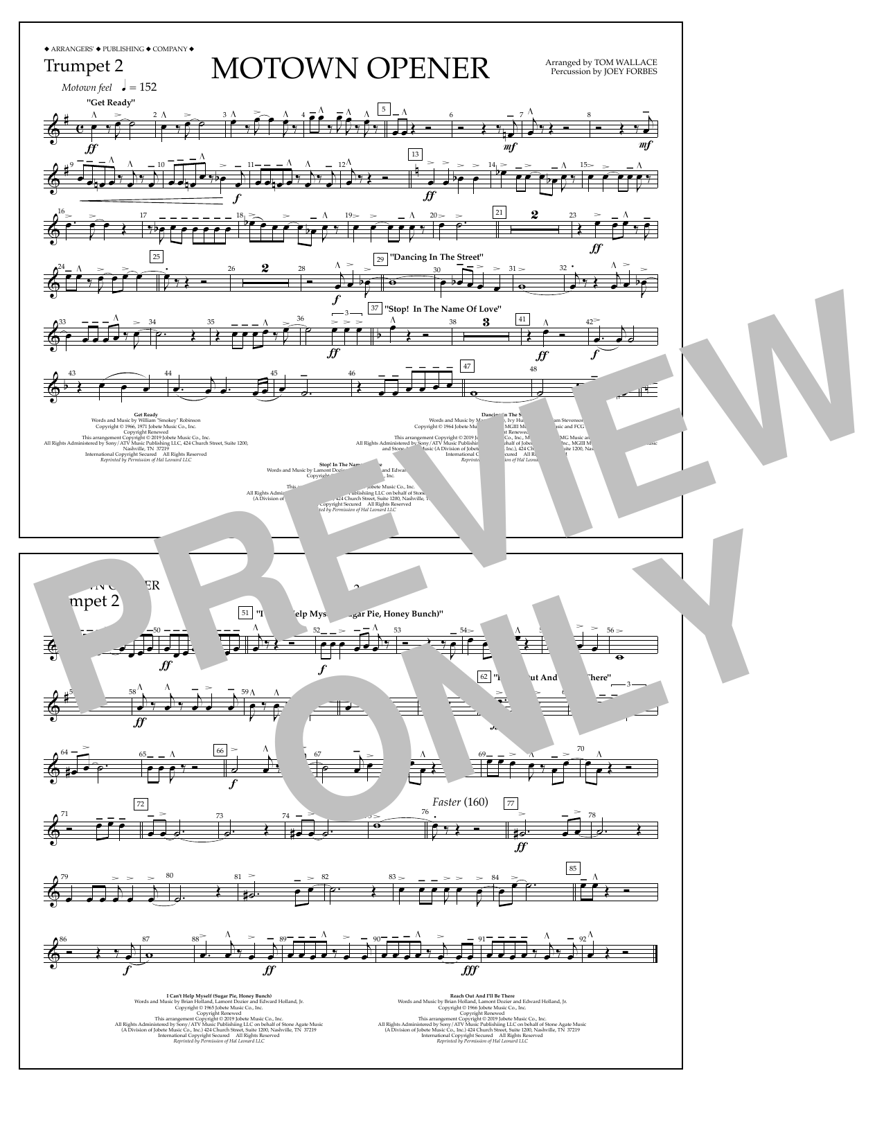 Various Motown Theme Show Opener (arr. Tom Wallace) - Trumpet 2 sheet music notes and chords arranged for Marching Band