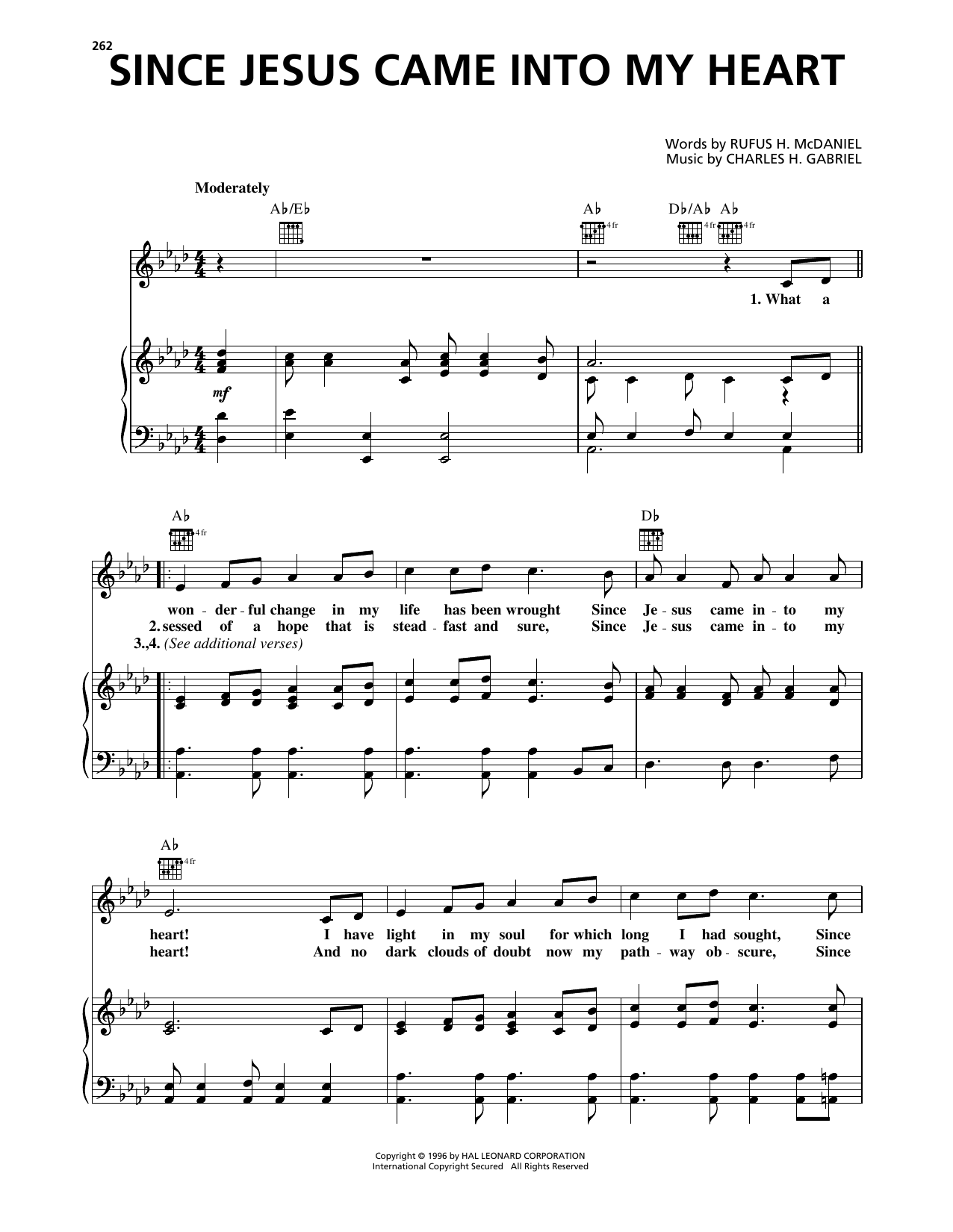 Various Since Jesus Came Into My Heart sheet music notes and chords arranged for Piano, Vocal & Guitar Chords (Right-Hand Melody)