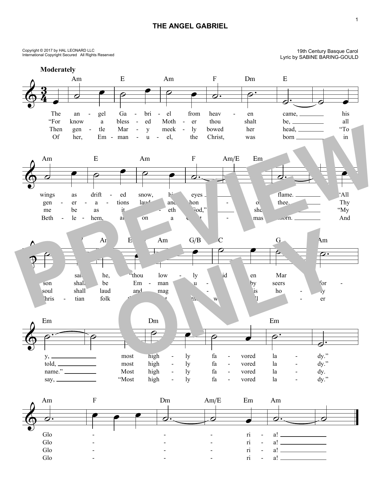 Various The Angel Gabriel sheet music notes and chords arranged for Lead Sheet / Fake Book