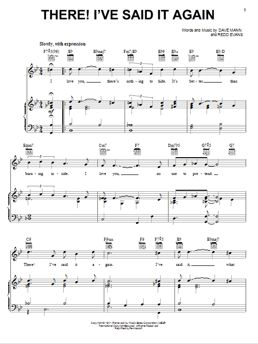 Vaughn Monroe There! I've Said It Again sheet music notes and chords arranged for Easy Lead Sheet / Fake Book