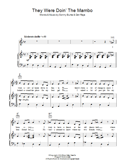 Vaughn Monroe They Were Doing The Mambo sheet music notes and chords arranged for Piano, Vocal & Guitar Chords
