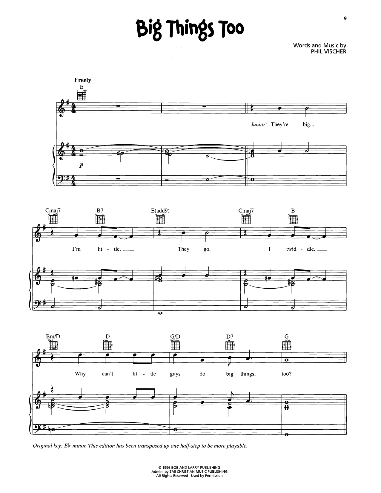 VeggieTales Big Things Too sheet music notes and chords arranged for Piano, Vocal & Guitar Chords (Right-Hand Melody)