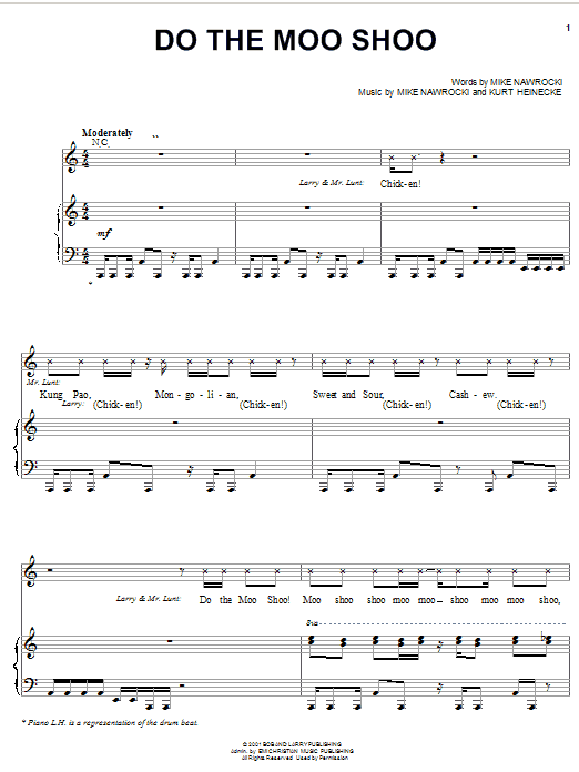 VeggieTales Do The Moo Shoo sheet music notes and chords arranged for Piano, Vocal & Guitar Chords (Right-Hand Melody)