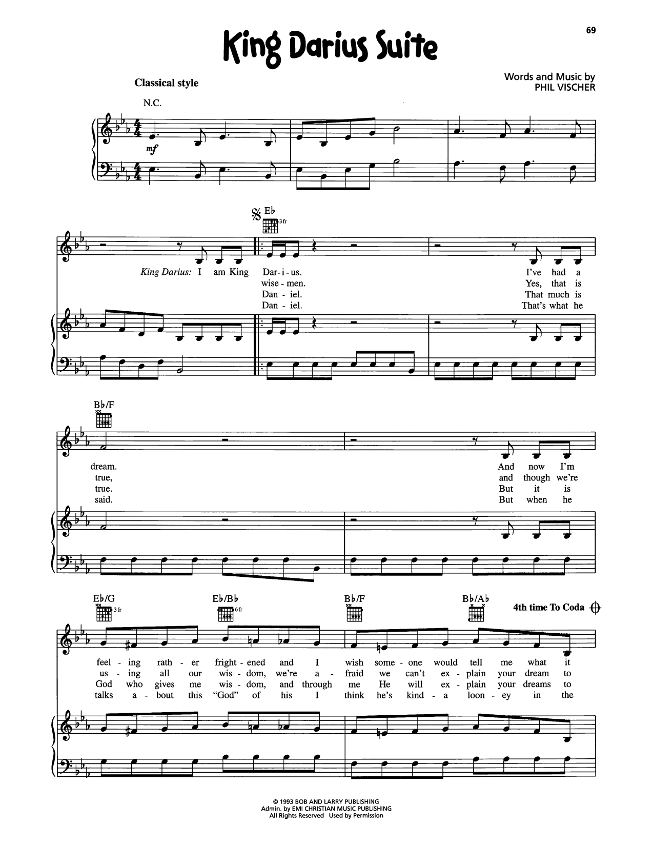 VeggieTales King Darius Suite sheet music notes and chords arranged for Piano, Vocal & Guitar Chords (Right-Hand Melody)