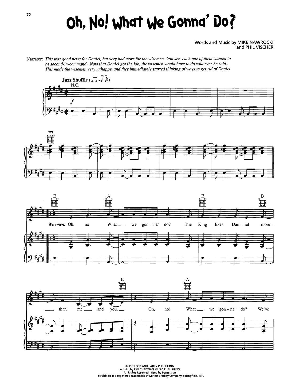 VeggieTales Oh, No! What We Gonna' Do? sheet music notes and chords arranged for Piano, Vocal & Guitar Chords (Right-Hand Melody)