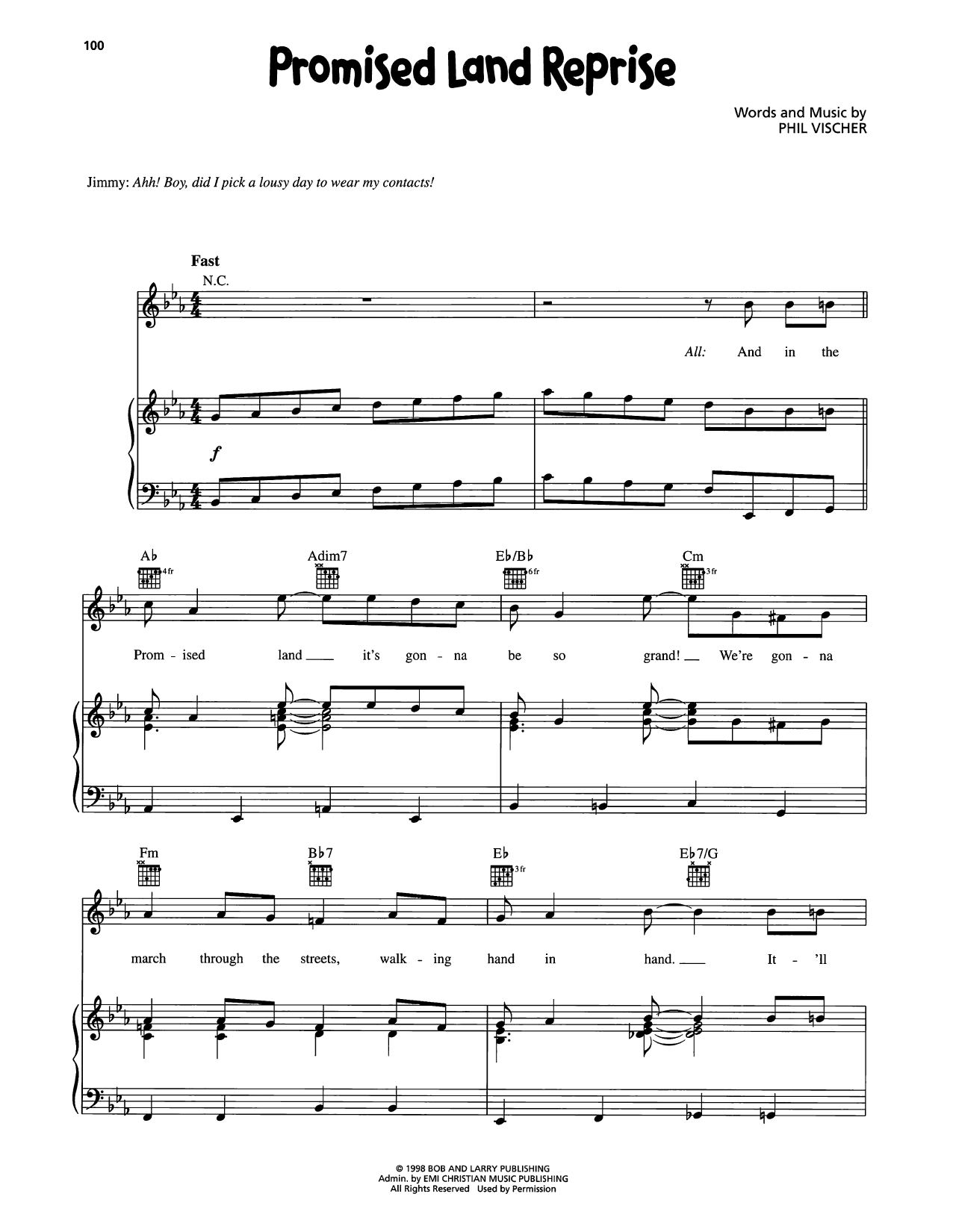 VeggieTales Promised Land Reprise sheet music notes and chords arranged for Piano, Vocal & Guitar Chords (Right-Hand Melody)