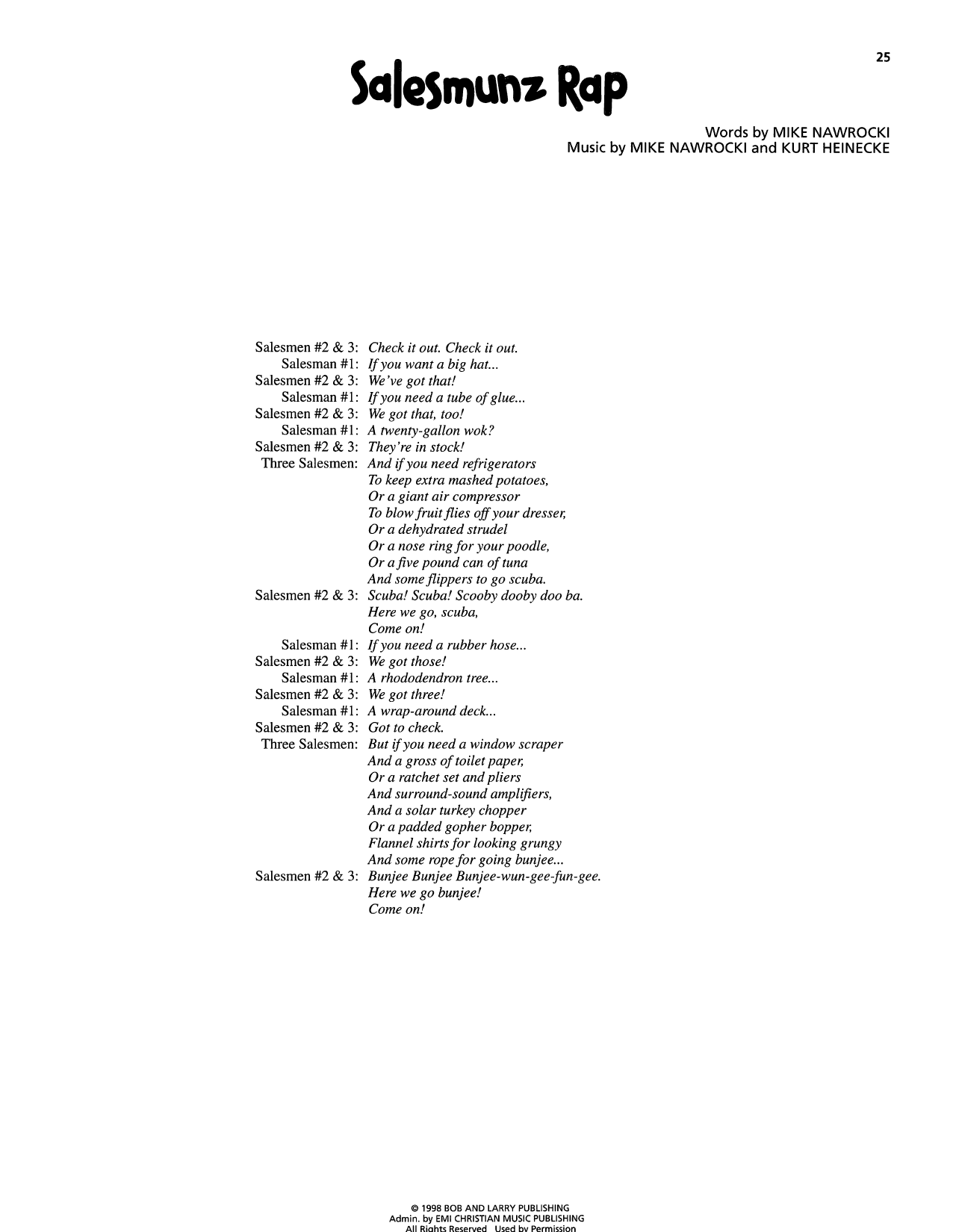 VeggieTales Salesmunz Rap sheet music notes and chords arranged for Piano, Vocal & Guitar Chords (Right-Hand Melody)
