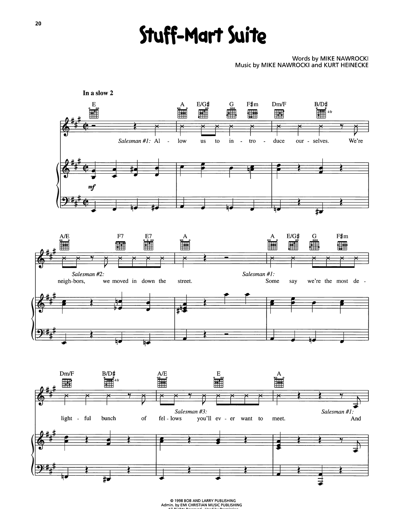 VeggieTales Stuff-Mart Suite sheet music notes and chords arranged for Piano, Vocal & Guitar Chords (Right-Hand Melody)