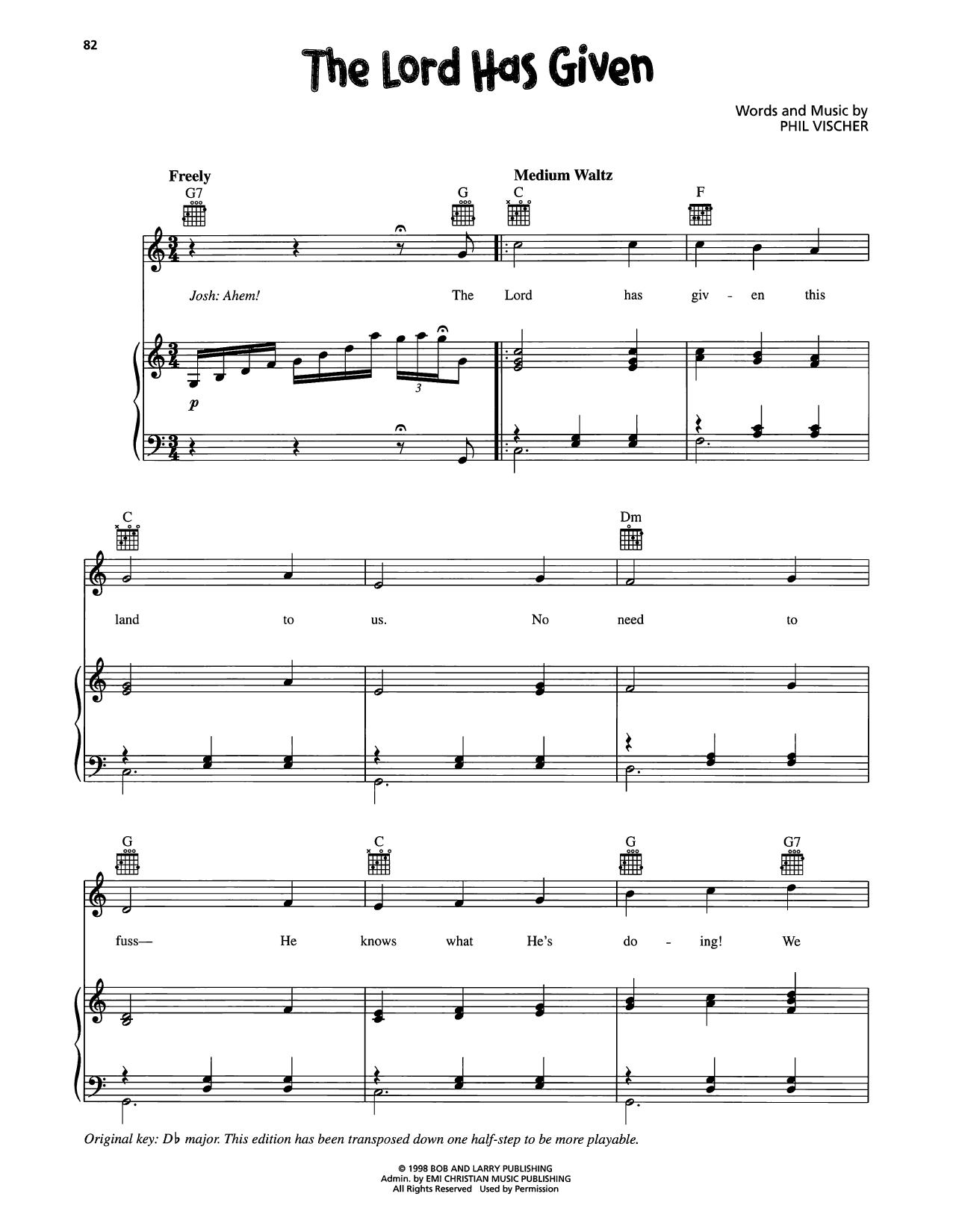 VeggieTales The Lord Has Given sheet music notes and chords arranged for Piano, Vocal & Guitar Chords (Right-Hand Melody)
