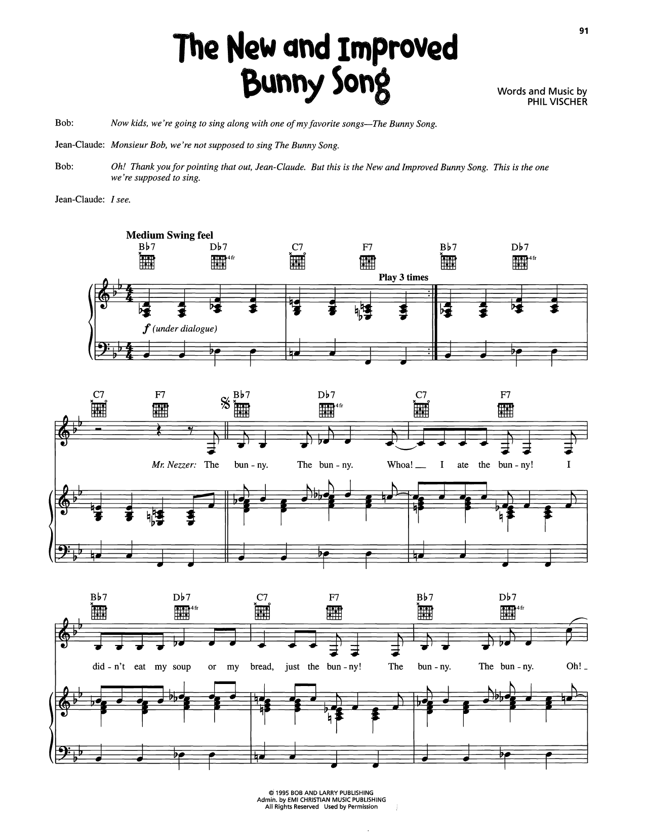 VeggieTales The New And Improved Bunny Song sheet music notes and chords arranged for Piano, Vocal & Guitar Chords (Right-Hand Melody)