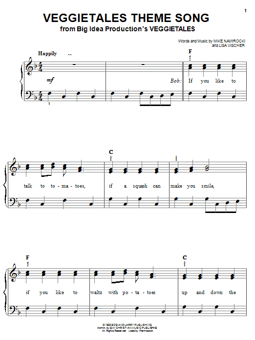 VeggieTales VeggieTales Theme Song sheet music notes and chords arranged for Easy Piano