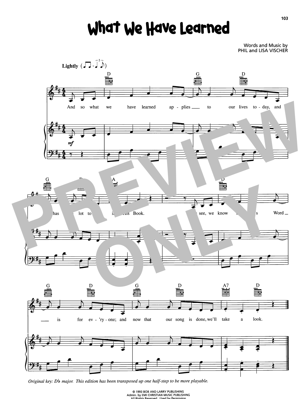 VeggieTales What We Have Learned sheet music notes and chords arranged for Piano, Vocal & Guitar Chords (Right-Hand Melody)