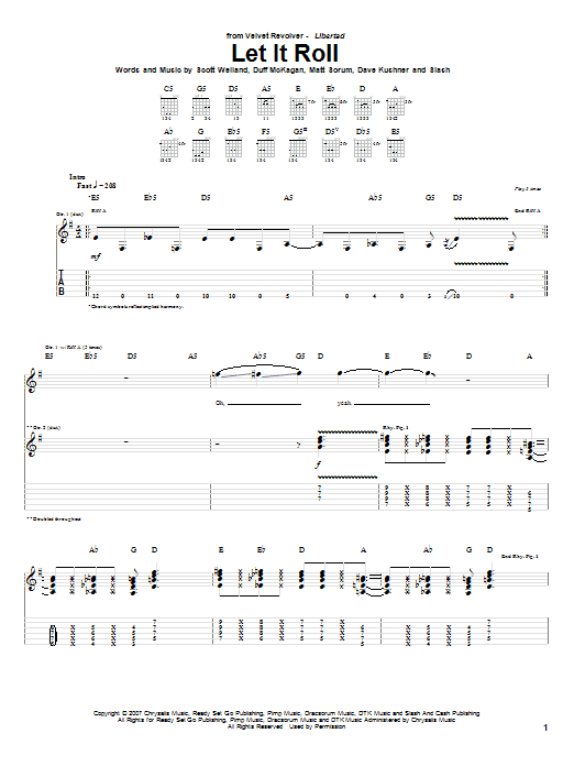 Velvet Revolver Let It Roll sheet music notes and chords arranged for Guitar Tab