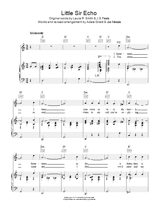 Vera Lynn Little Sir Echo sheet music notes and chords arranged for Piano, Vocal & Guitar Chords